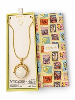 Piper•k Gold-Tone Pendant Necklace with White Resin Accent